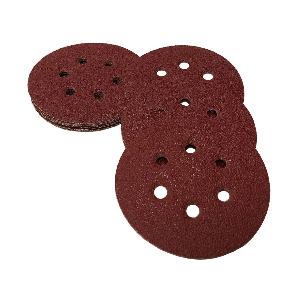5" 6 Hole Red Aluminum Oxide Resin Hook Paper (Velcro) - per 100