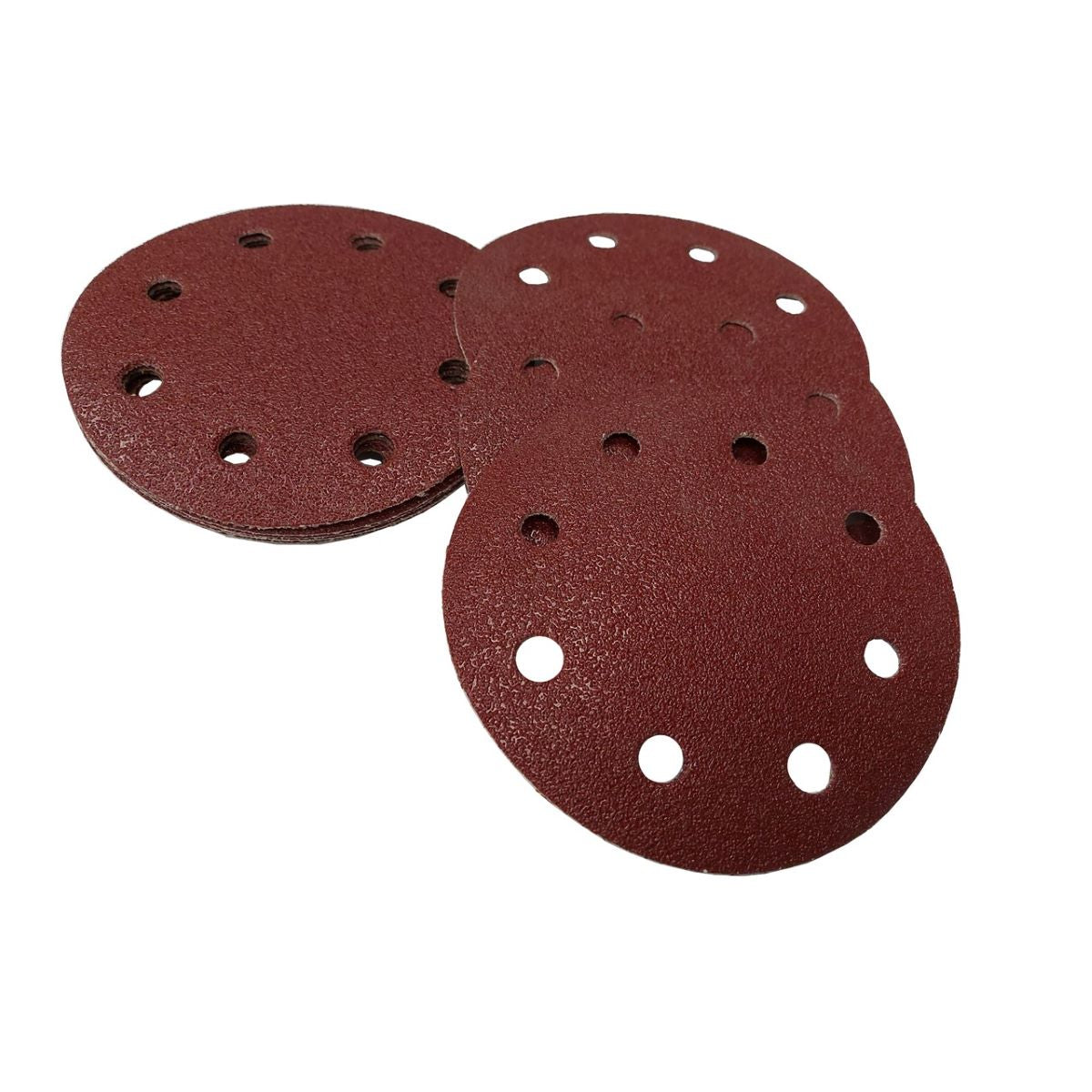 6" 8 Hole (Outer Edge) Red Aluminum Oxide Resin Hook Paper (Velcro) - per 100