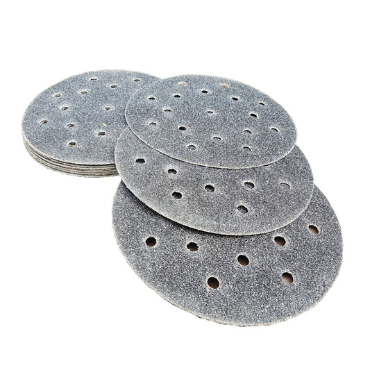 8" 16 Hole (8 Inner & 8 Outer) Black Silicon Carbide Resin Cloth Hook Paper - per 100