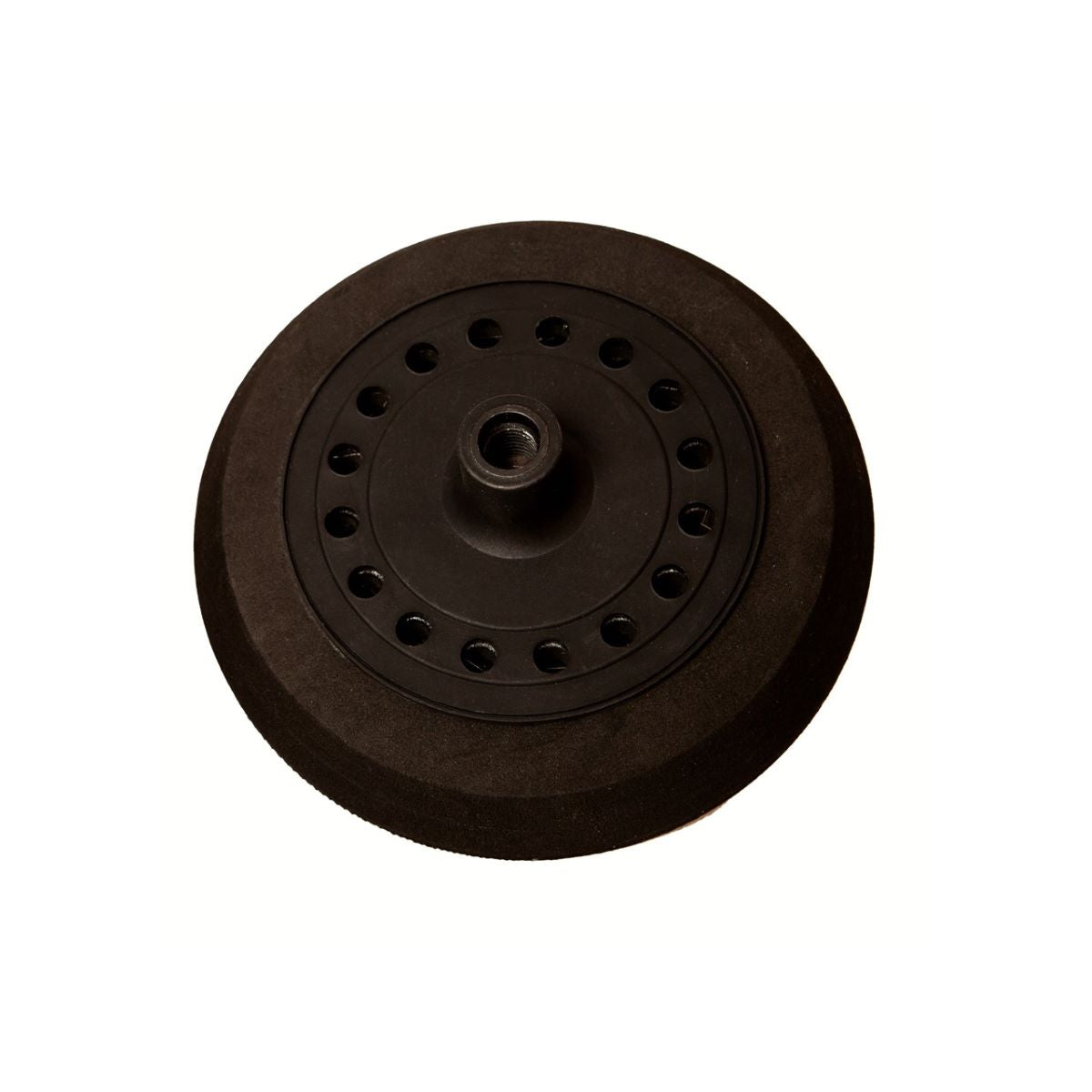 8" 16H (Outer Edge Holes) Black Hook Rotary Pad w/ Groove & Center Screw - For Rotary Sander Hook Discs