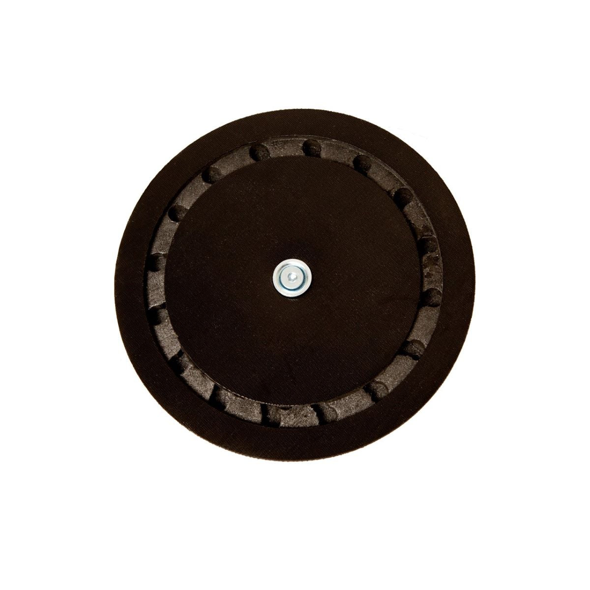 8" 16H (Outer Edge Holes) Black Hook Rotary Pad w/ Groove & Center Screw - For Rotary Sander Hook Discs